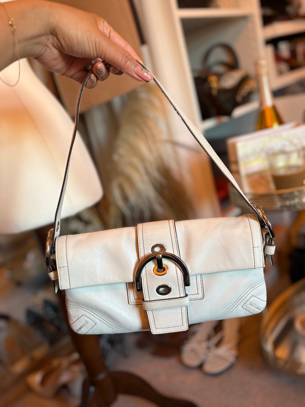 Coach white shoulder bag