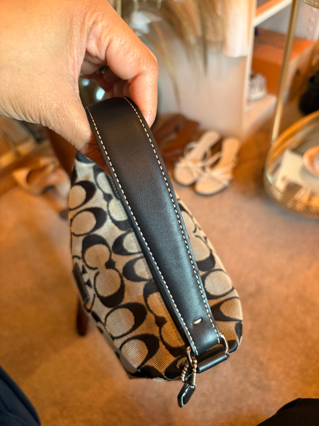 Coach black mini hobo bag