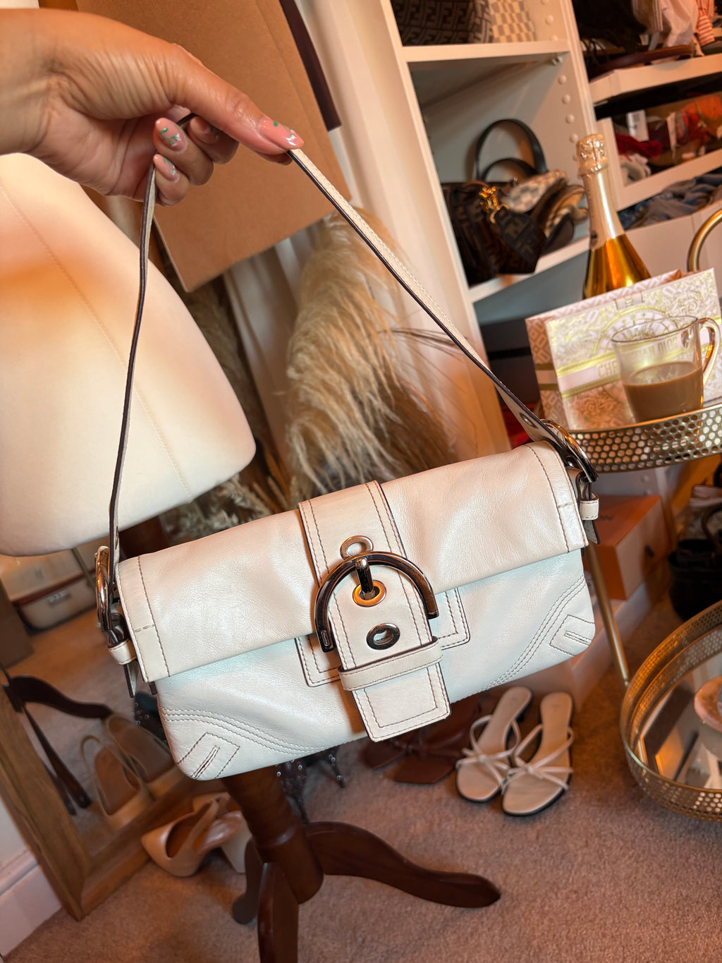 Coach white shoulder bag