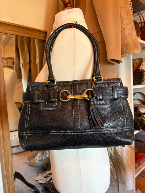 Coach black leather Hampton bag