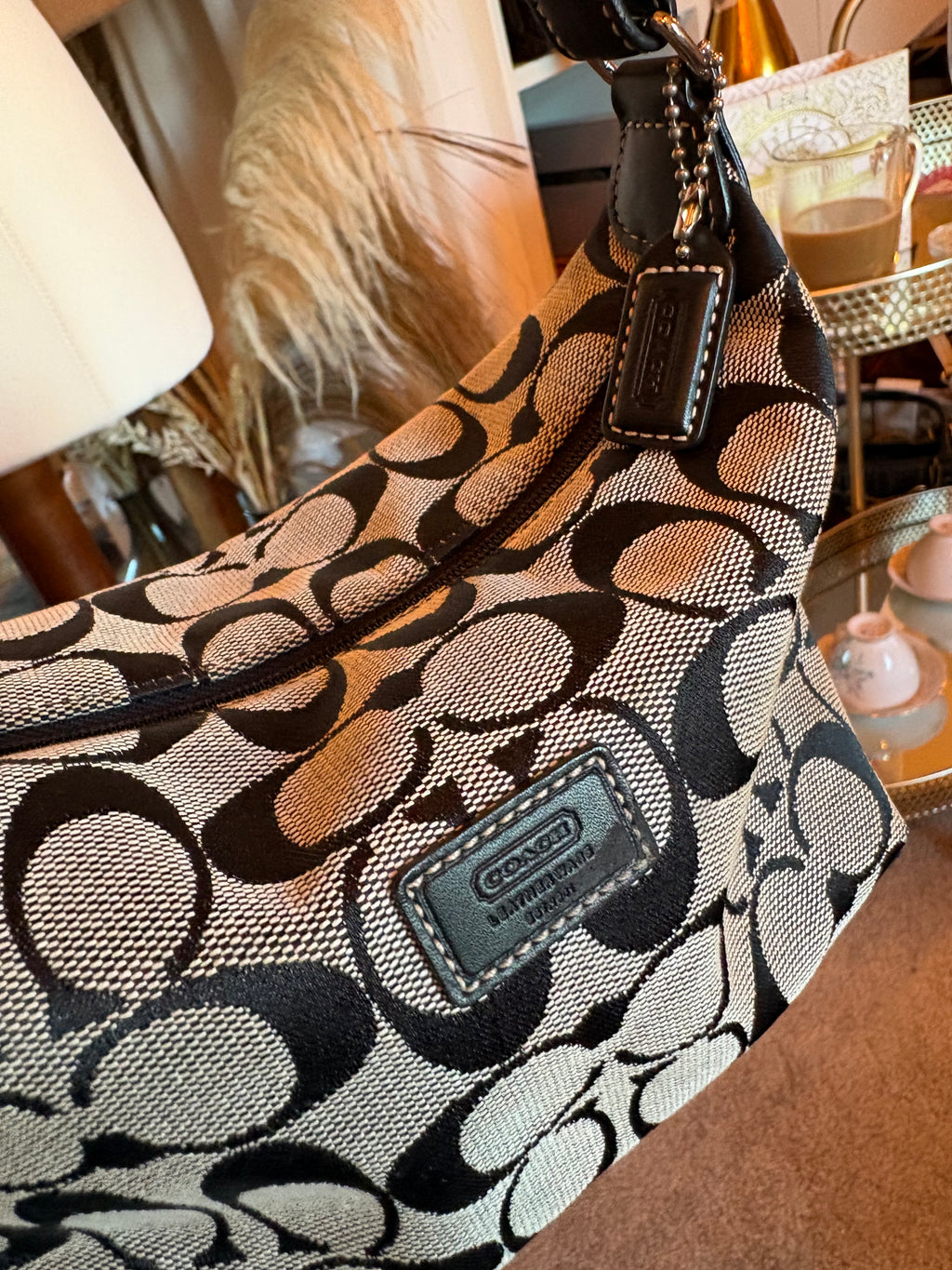 Coach black mini hobo bag