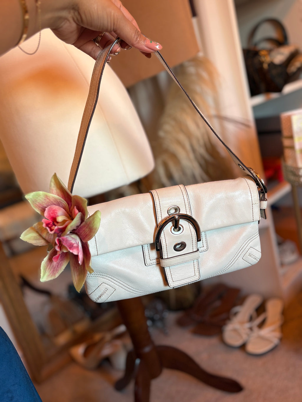 Coach white shoulder bag