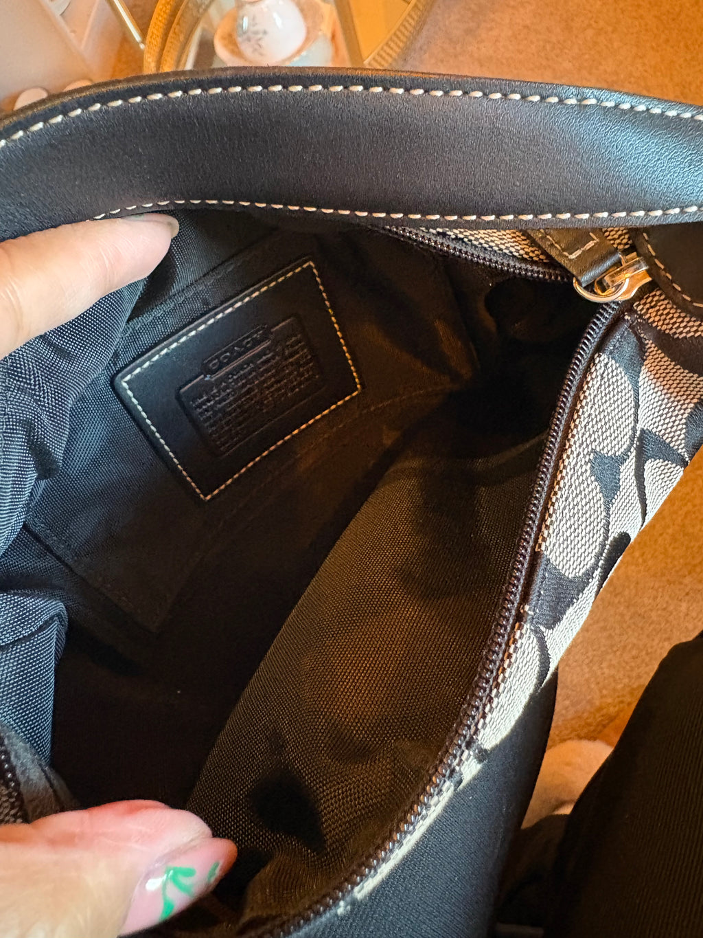 Coach black mini hobo bag